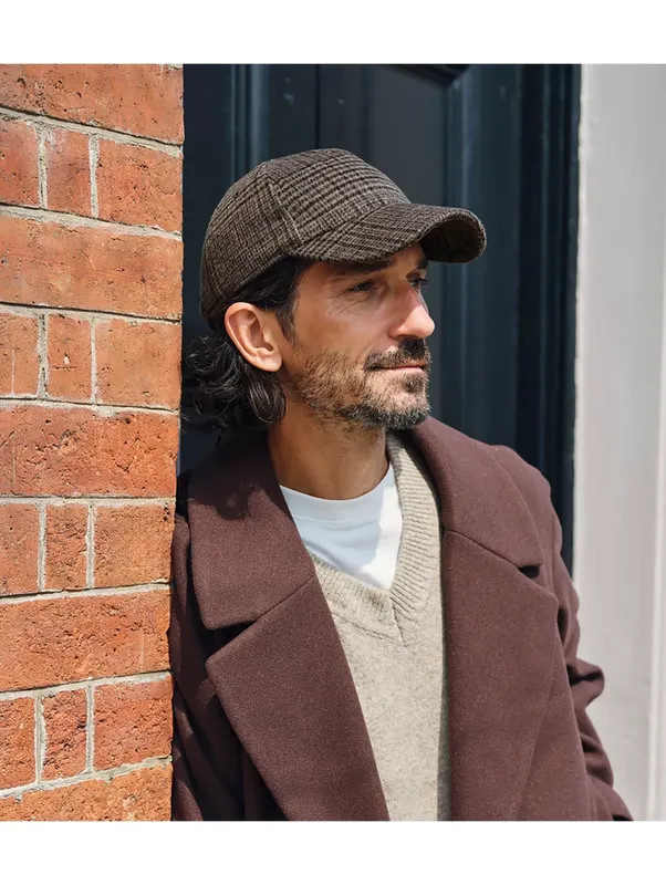 Beechfield Wool Blend Check Cap Brown Plaid