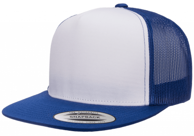 Flexfit/Yupoong Trucker Royal/white 6006 i lager för snabb leverans