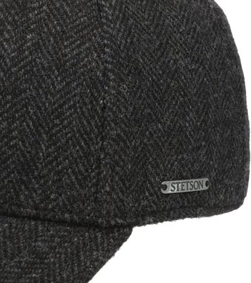 Baseball Cap Wool Herringbone Dark Grey Stetson