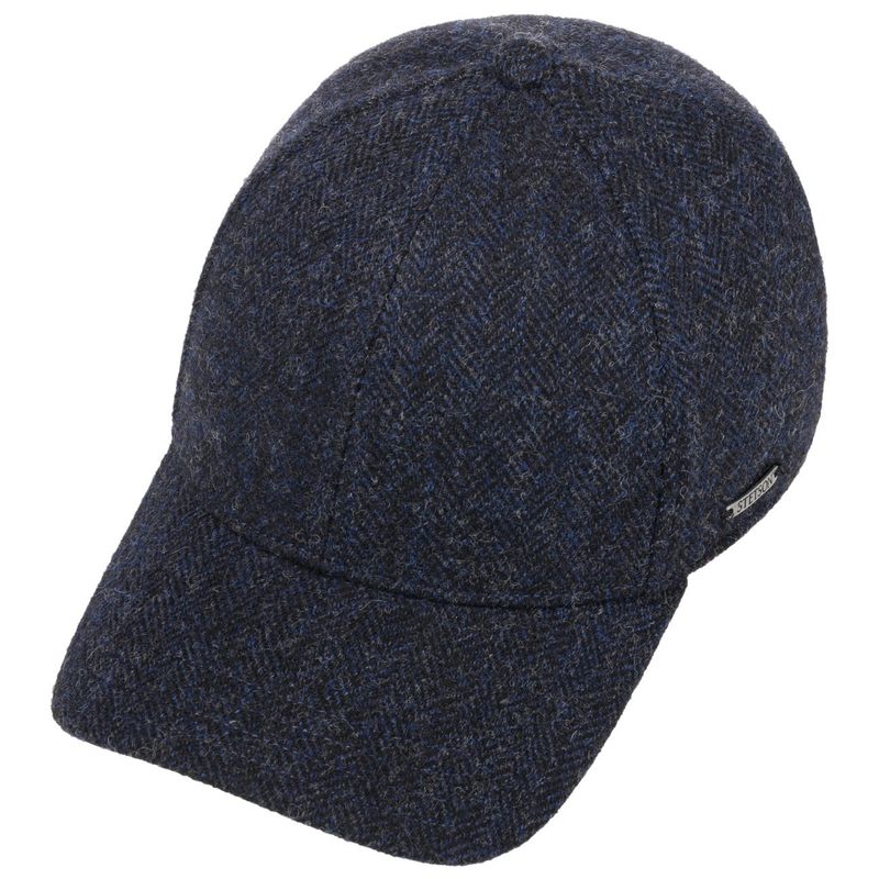 Baseball Cap Wool Herringbone Dark Blue Stetson