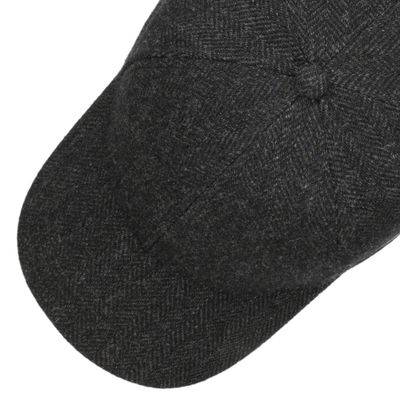 Baseball Cap Wool Herringbone Dark Grey - Stetson