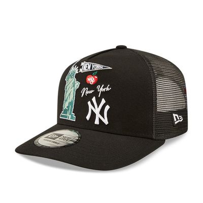 New York Yankees City Graphic Black A-Frame Trucker - New Era