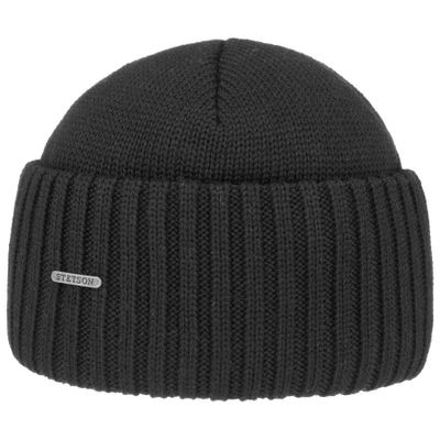 Northport Ribbed Cuff Knit Black Merino - Stetson