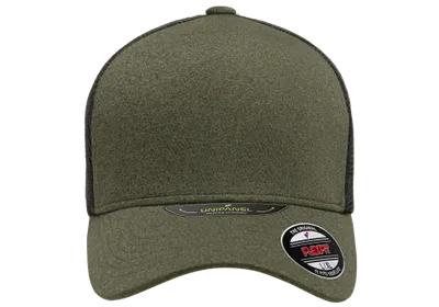 Unipanel™ Trucker Olive Black Mesh Cap - Flexfit®