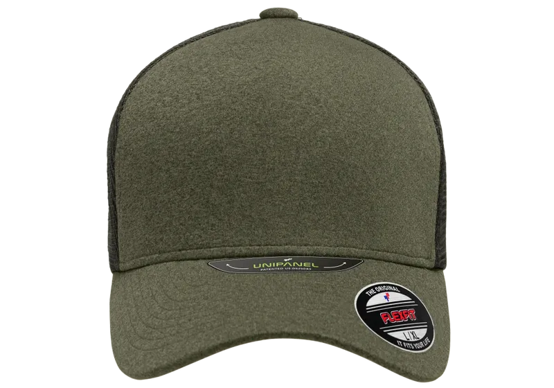 Unipanel™ Trucker Olive Black Mesh Cap - Flexfit®