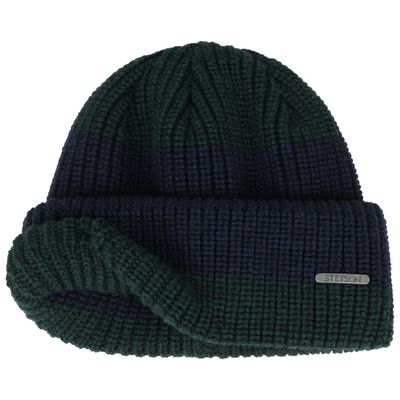 Stetson Beanie Stripes Merino Wool Blue Green