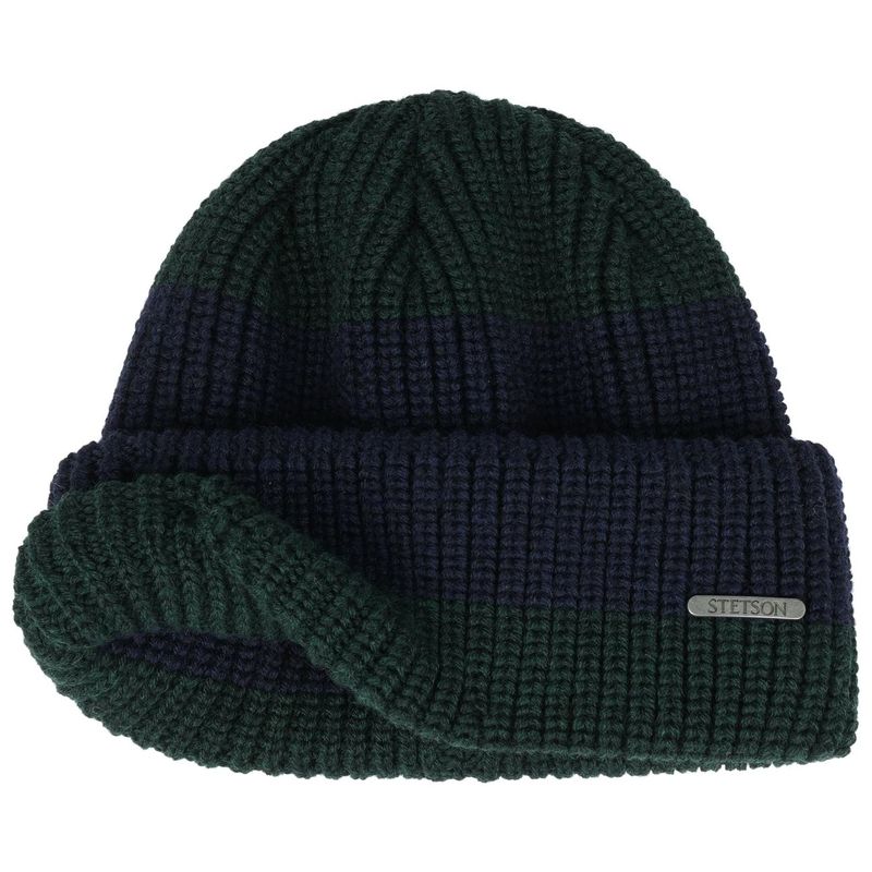 Stetson Beanie Stripes Merino Wool Blue Green