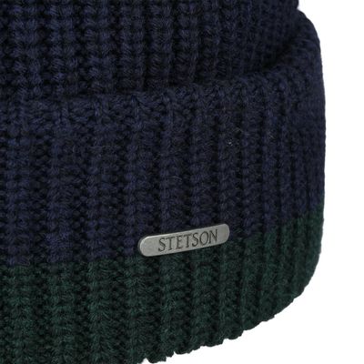 Stetson Beanie Stripes Merino Wool Blue Green