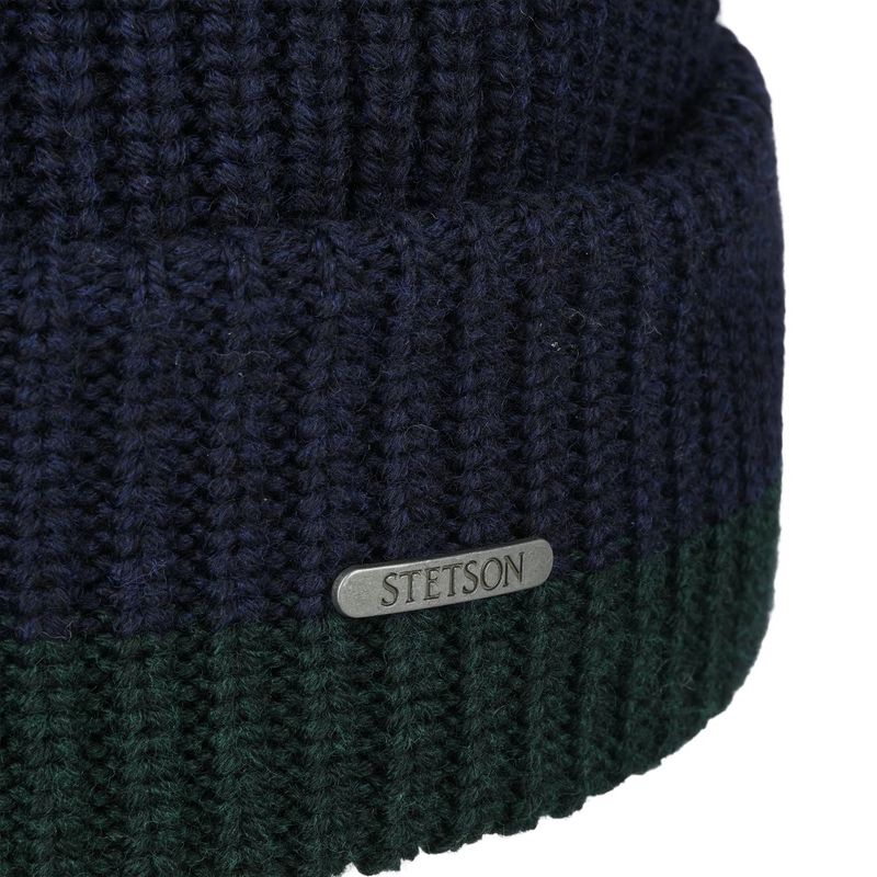 Stetson Beanie Stripes Merino Wool Blue Green