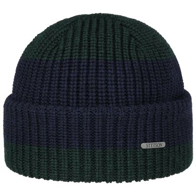 Stetson Beanie Stripes Merino Wool Blue Green