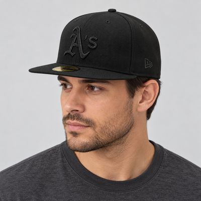 New Era 59FIFTY Oakland Athletics Black on Black