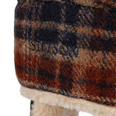 Checked Bomber Aviator Hat Blue Beige - Stetson