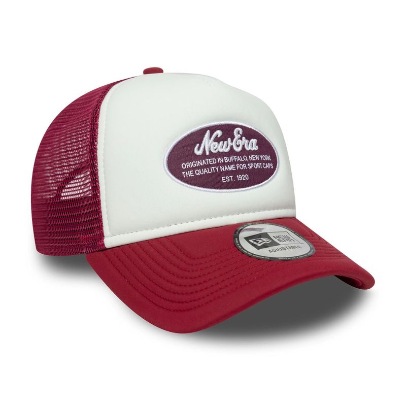 New Era Oval Foam Patch Dark Red 9FORTY A-Frame Trucker Adjustable Cap - New Era