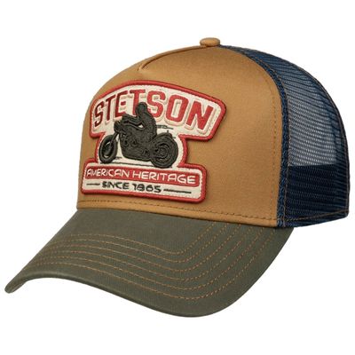 Trucker Cap Biker Motorcycle Beige/Olive/Blue - Stetson