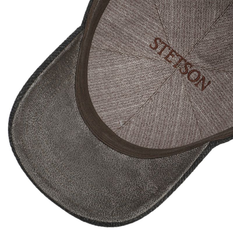 Baseball Cap Wool Herringbone Dark Grey - Stetson