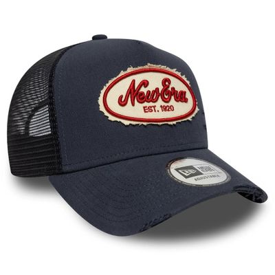 New Era Oval Canvas Distress Trucker Navy