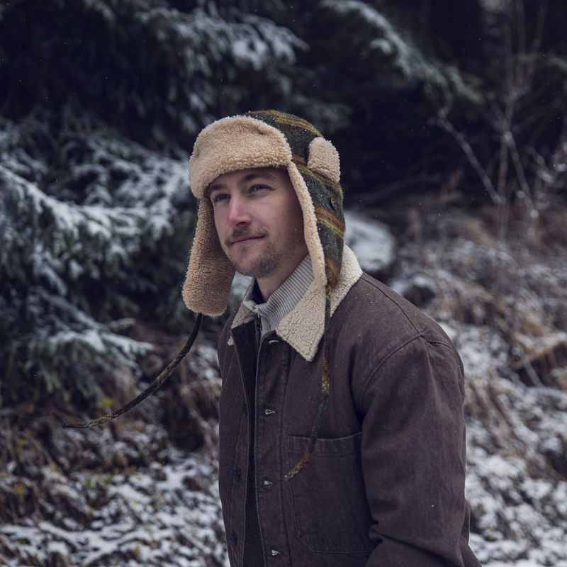 Checked Bomber Aviator Hat Blue Beige - Stetson