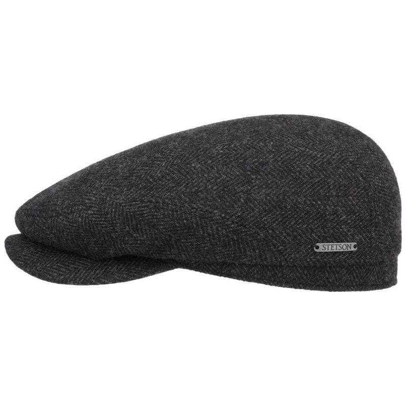 Driver Cap Wool Herringbone Dark Grey Stetson