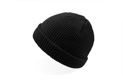 Skate Black Fold Up Rib Beanie Black - Atlantis