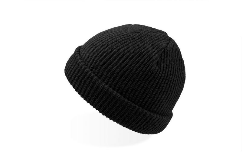 Skate Black Fold Up Rib Beanie Black - Atlantis