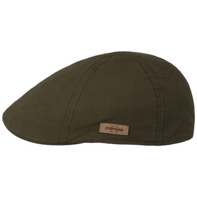 Texas Waxed Cotton WR Flat Cap Olive Green - Stetson