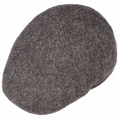 Texas Wool Herringbone Flat Cap Antra- Melange - Stetson