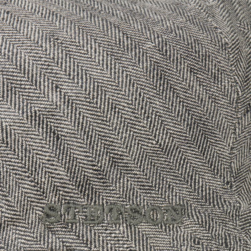 Kent Woodfield Herringbone Linen Grey Flat Cap - Stetson
