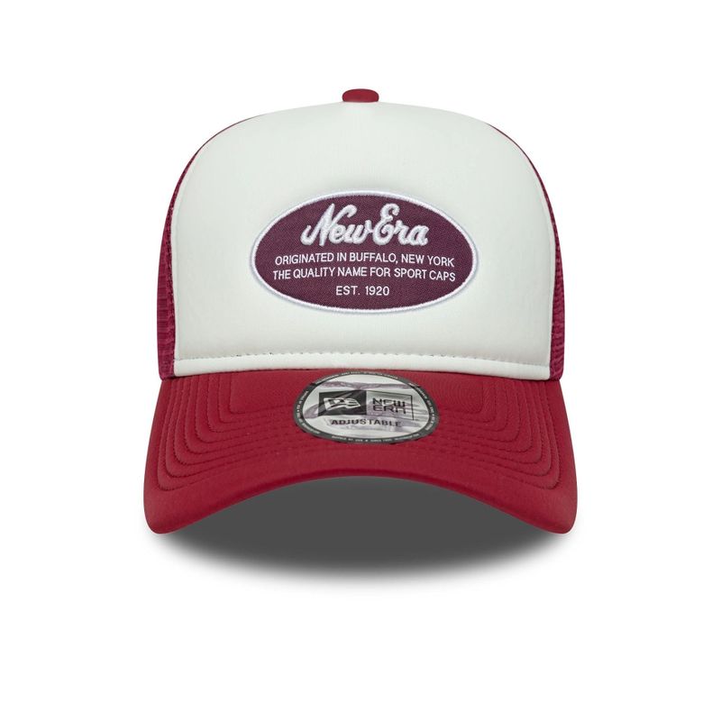 New Era Oval Foam Patch Dark Red 9FORTY A-Frame Trucker Adjustable Cap - New Era