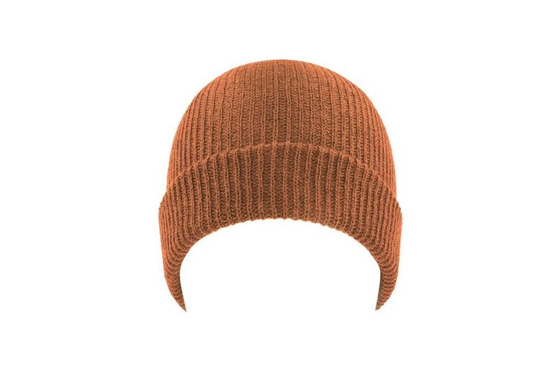 Skate Light Brown Fold Up Rib Beanie - Atlantis