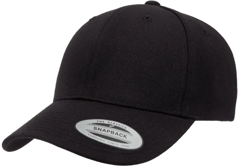 YP Classic Premium Curved Visor Snapback Black - Flexfit/Yupoong