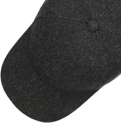 Baseball Cap Wool Herringbone Dark Grey Stetson