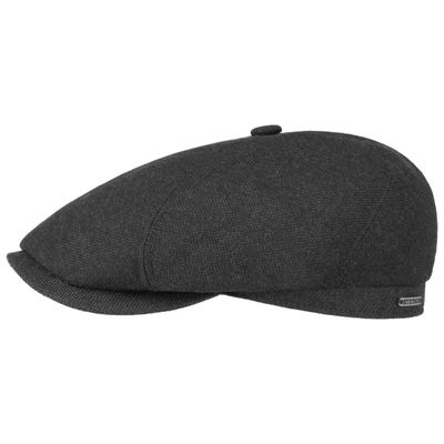 Stetson 6-Panel Cap Virgin Wool/Cashmere i dark grey – Brooklin flat cap i ull och cashmere.