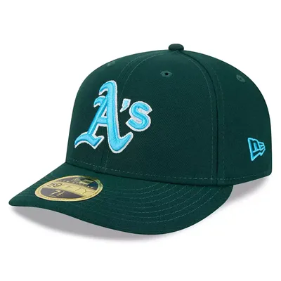 Mörkgrön New Era Oakland Athletics Low Profile 59FIFTY med ljusblå broderad A’s-logga.