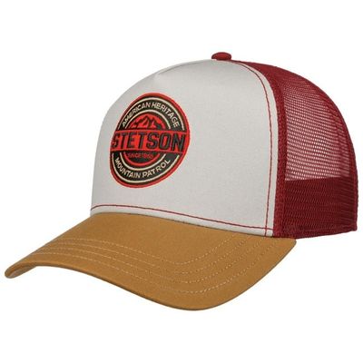 Stetson Mountain Patrol Trucker Brown Stetson Mountain Patrol truckerkeps med vit front, brun skärm och vinröd mesh