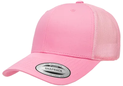 Yupoong Retro Trucker Pink rosa truckerkeps med mesh baktill och böjd skärm