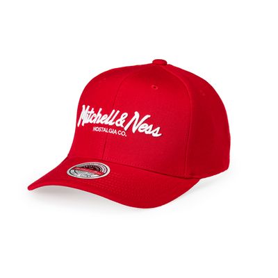 Mitchell & Ness keps med vit Pinscript-brodyr framtill i röd färg