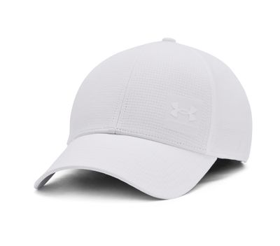 UA ArmourVent Low Stretch Fit Cap White 1383438-101 UA ArmourVent Low Stretch Fit Cap White keps framifrån