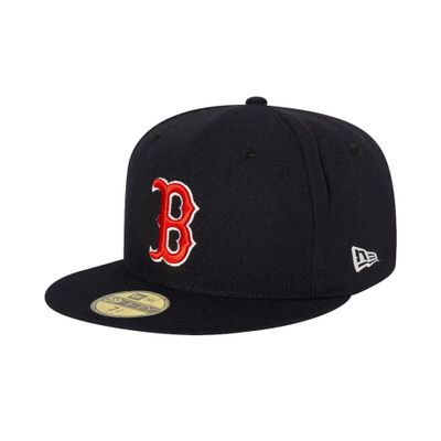 Boston Red Sox New Era 59FIFTY mörkblå keps med röd broderad logga.