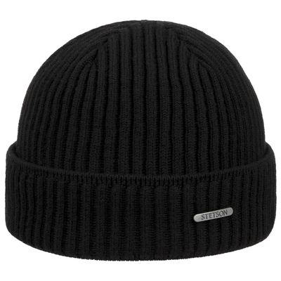 Svart stickad mössa Stetson