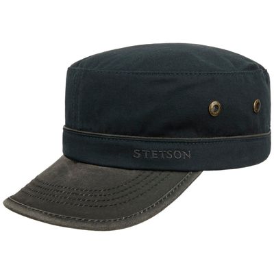 Stetson Army Cap Cotton Navy Marinblå Stetson Army Cap Cotton Navy med rak krona, platt ovandel och lätt böjd skärm