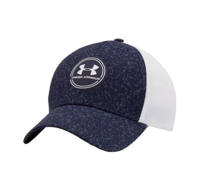 Under Armour Iso-Chill Driver Mesh Midnight Navy White Mörkblå Under Armour Iso-Chill Driver Mesh golfkeps med vit mesh baktill och böjd skärm.