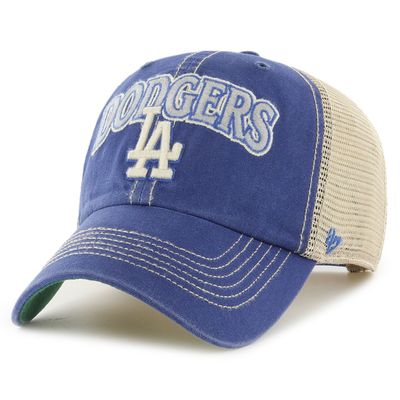 47 Brand Los Angeles Dodgers Tuscaloosa Clean Up Vintage Royal trucker keps med blå front, ljus mesh baktill och broderad Dodgers-logga.