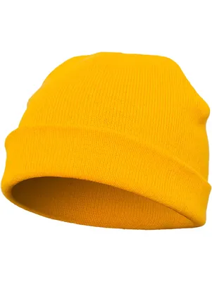 Yupoong Heavyweight Beanie Short Gold – 1500KC Yupoong Heavyweight Beanie Short Gold – kort sotarmössa i gul ribbstickad design från Yupoong.