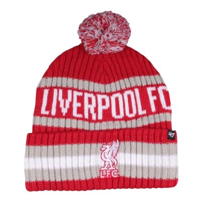 ’47 BERING FC Liverpool Cuff Knit Red/Grey ’47 BERING FC Liverpool Cuff Knit – röd-vit supporter-mössa med tofs och broderad Liverpool FC-logga.