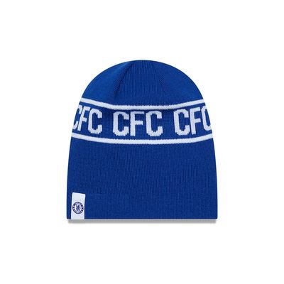 New Era Chelsea FC Cuff Knit Beanie Blue – 60363546 New Era Chelsea FC blue cuff knit beanie med bokstäver runt kanten