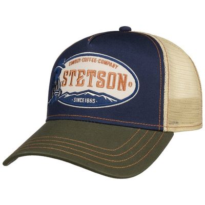 Stetson Trucker Cap Cowboy Coffee Olive Navy med olivgrön skärm och mesh baktill