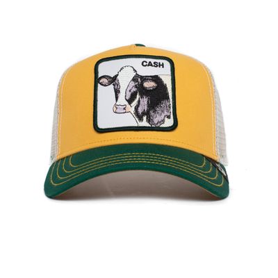 Goorin Bros Cash Cow Yellow Trucker – 101-0383 Gul truckerkeps med grönt brätte och ko-motiv från Goorin Bros.