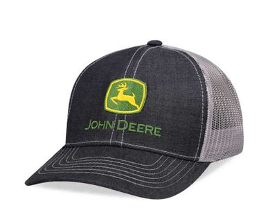 John Deere Twill Mesh truckerkeps i charcoal med broderad grön och gul logga