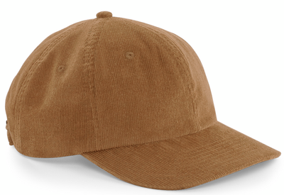 Brun dad cap i manchestertyg med böjd skärm och reglerbar knäppning baktill